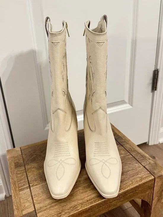 VINCE CAMUTO Alisah Square Toe Western Boot in Rich Cream Size US 9 - Picture 3 of 8